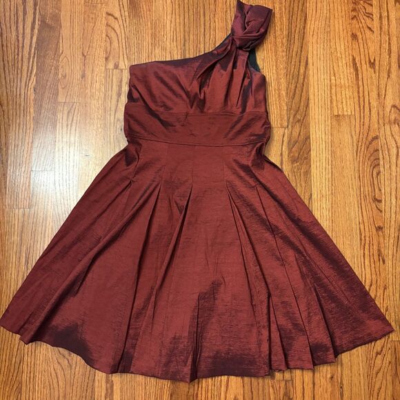 XSCAPE NWT Size 8 One Shoulder Cocktail Dress Size 8 Fit & Flare Red - Picture 2 of 8